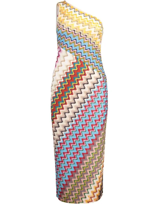 Halter Dresses for Chic Style -One Shoulder Multi Color Dress