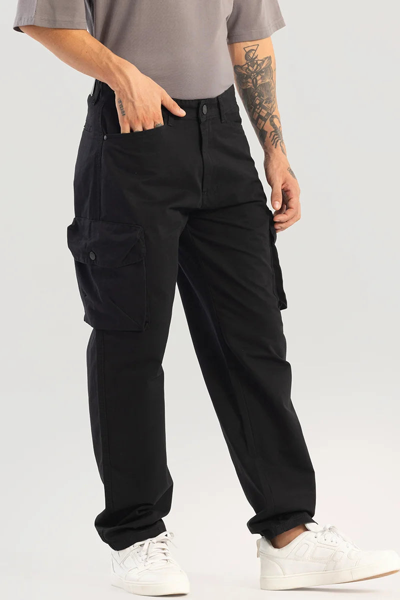 Cargo Pants with Cargo Pockets for Athletic -Zoe Black Loose Fit Cargo Pants