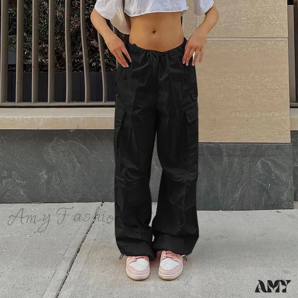 Cargo Pants with Cargo Pockets for Photography -Amy Fashion - Cargo Pants Straight Wide Leg Loose Casual Trousers