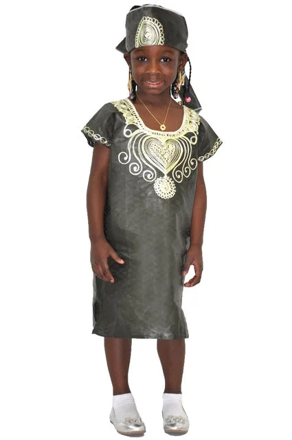 Satin Dresses for Shiny Look -Army Green and Ivory Brocade Dress for Girls