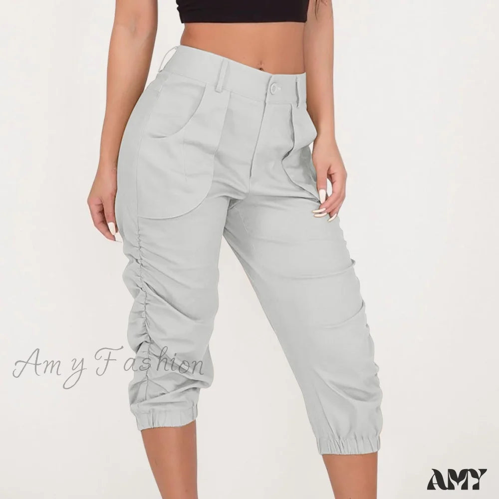 Cargo Pants with Cargo Pockets for Windsurfing -Amy Fashion - Fashion Casual Jogger Capris Pants