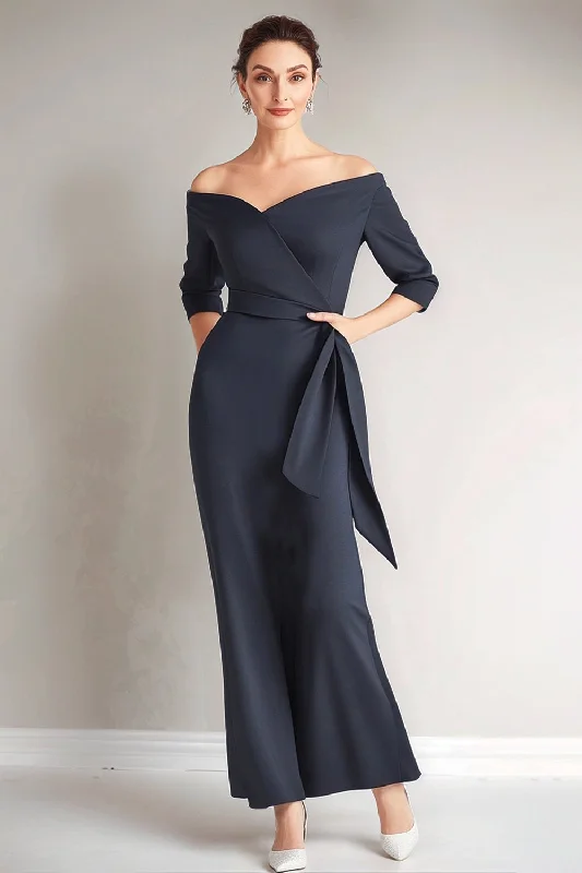 Geometric Dresses for Modern -Navy Mermaid Strapless Mother of The Bride Dress