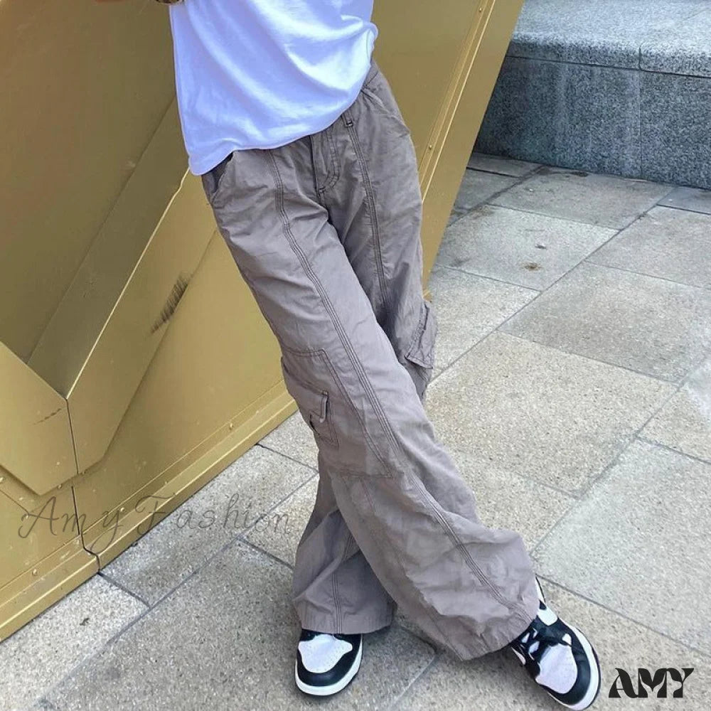 Cargo Pants with Cargo Pockets for Skiing -Amy Fashion - Long Straight Casual Cargo Pants