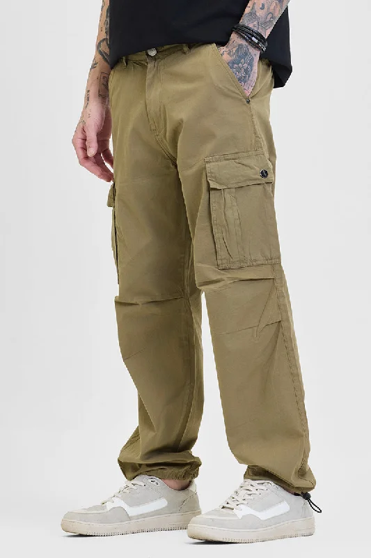 Military Style Cargo Pants for Tactical Operations -Khaki Relaxed Fit Multi-Pocket Cargo Pants