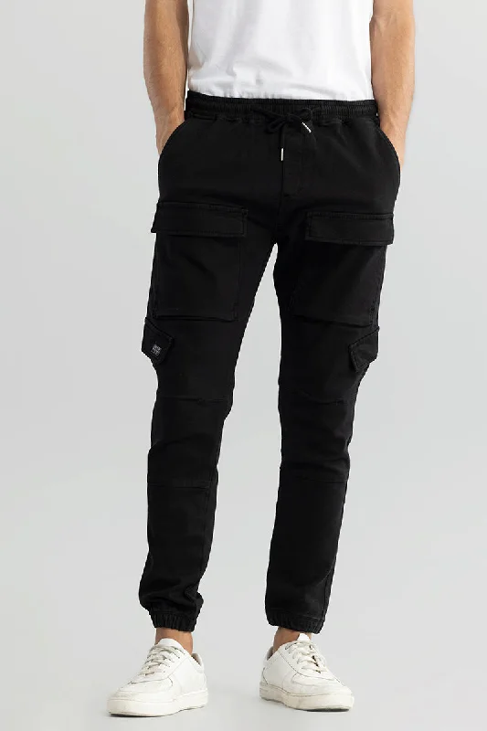 Cargo Pants with Cargo Pockets for Snorkeling -Combat Black Soft Denim Cargo Pant