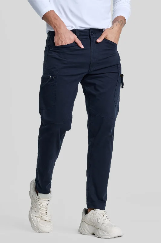 Cargo Pants for Women with Slim Fit -Navy Slim Fit Cargo Pants