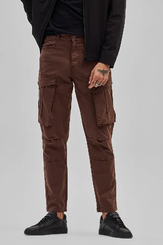 Cargo Pants with Cargo Pockets for Mechanics -Copper Brown Relaxed Fit Cargo Pants