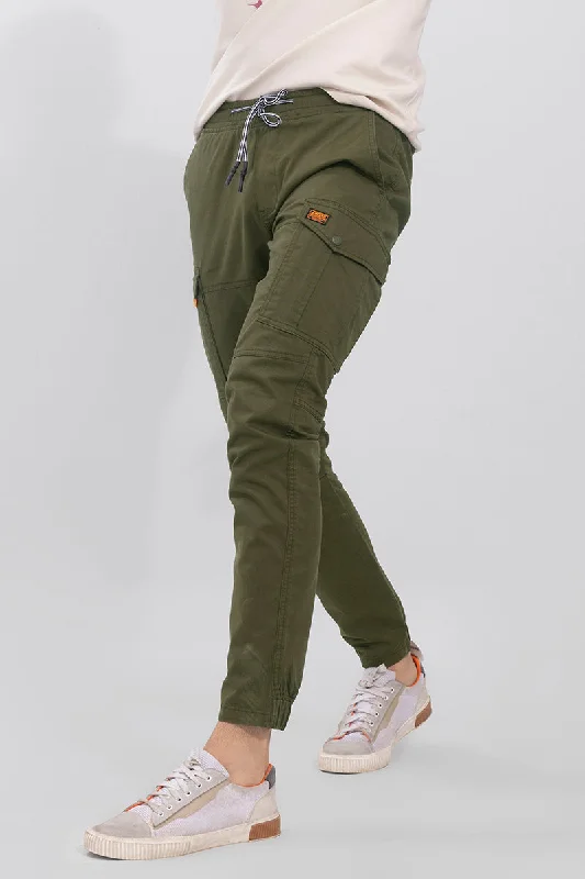 Cargo Pants with Elastic Waistband for Comfort -Broly Olive Cargo Jogger