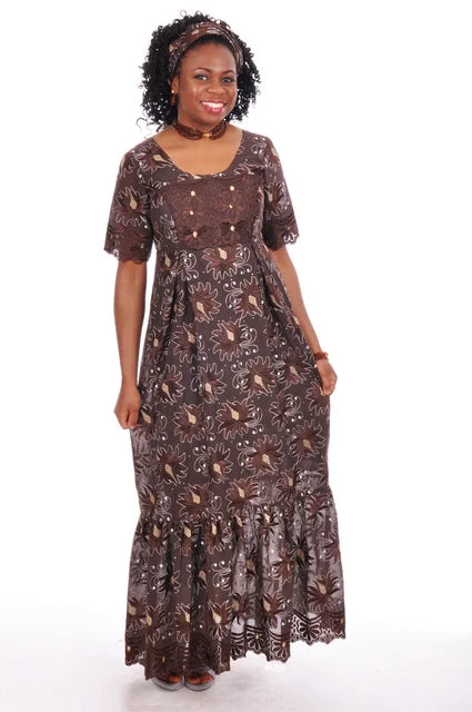 Prom Dresses for School Dance -Brown Lace Dress with a touch of Beige and Cream-DP3100