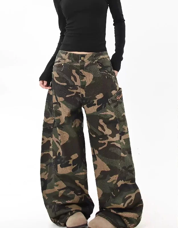 Cargo Pants with Cargo Pockets for Nurses -Lettered Camouflage Cargo Pants