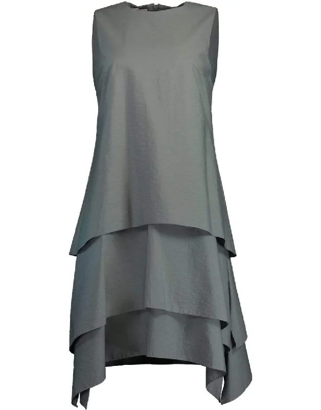 A-line Dresses for Flattering -Eucalyptus Tiered Crewneck Mini Dress