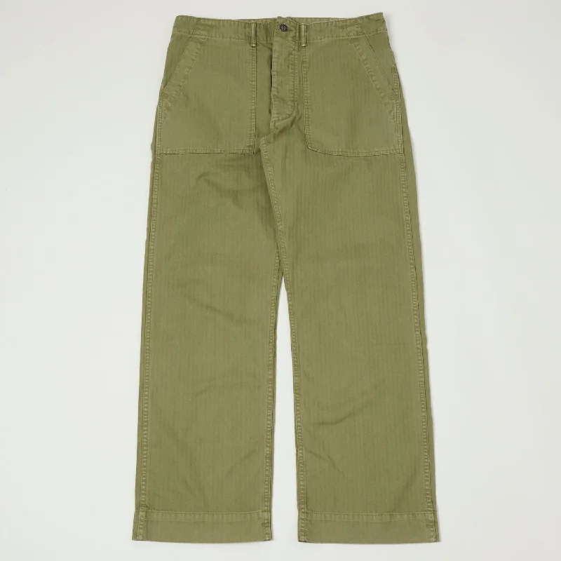 Cargo Pants with Cargo Pockets for Wedding -RRL Herringbone Army Trouser - Brewster Green