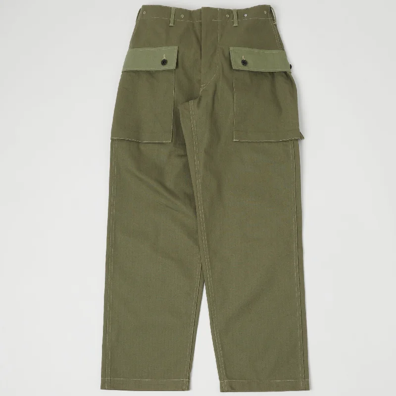 Denim Cargo Pants for Urban Streetwear -Warehouse & Co 1097 USMC Herringbone Monkey Pant - Olive Drab