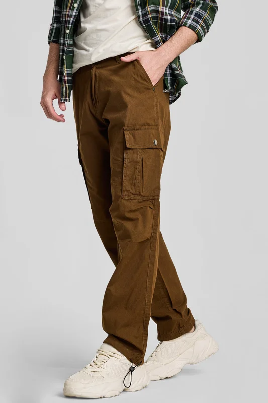 Cargo Pants with Cargo Pockets for Bird Watching -Brown Relaxed Fit Cargo Pants