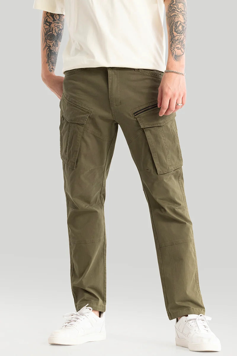 Cargo Pants with Cargo Pockets for Walking -Tyke Pro Olive Cargo Pant