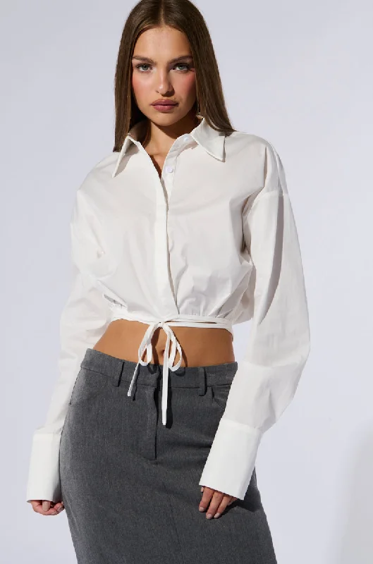 Black Blouses for Versatile -MINIMAL ELEGANCE BUTTON DOWN POPLIN SHIRT