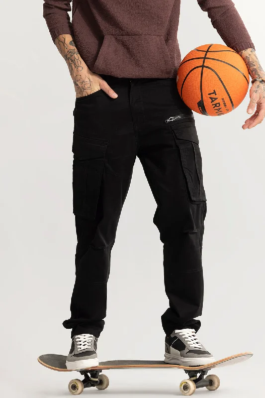 Cargo Pants with Cargo Pockets for School -Kyubic Black Cargo Pant