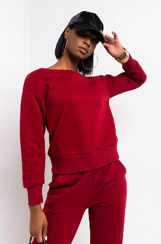 Hypoallergenic Blouses for Sensitive -PAXTON ROXANNE SWEATSHIRT BURGUNDY