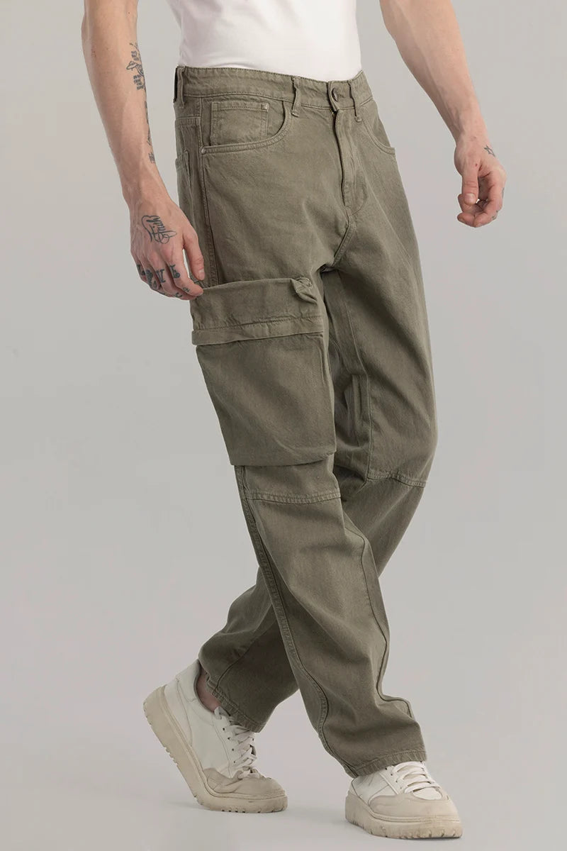 Cargo Pants with Cargo Pockets for Farming -Pockeflex Olive Baggy Cargo Jeans